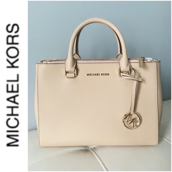 Michael Kors MK Kellen Oyster Beige Satchel Bag - Picture 1 of 7